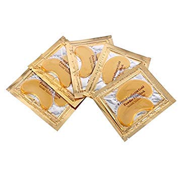 Kedus Gold Crystal Collagen Eye Mask Patches - 5 Pairs (10 Pcs) for Puffiness & Dark Circle Removal - Anti-Aging Eye Treatment for Wrinkles, Bags Under Eyes - Perfect for Spa, Travel, and Night Skincare Routine