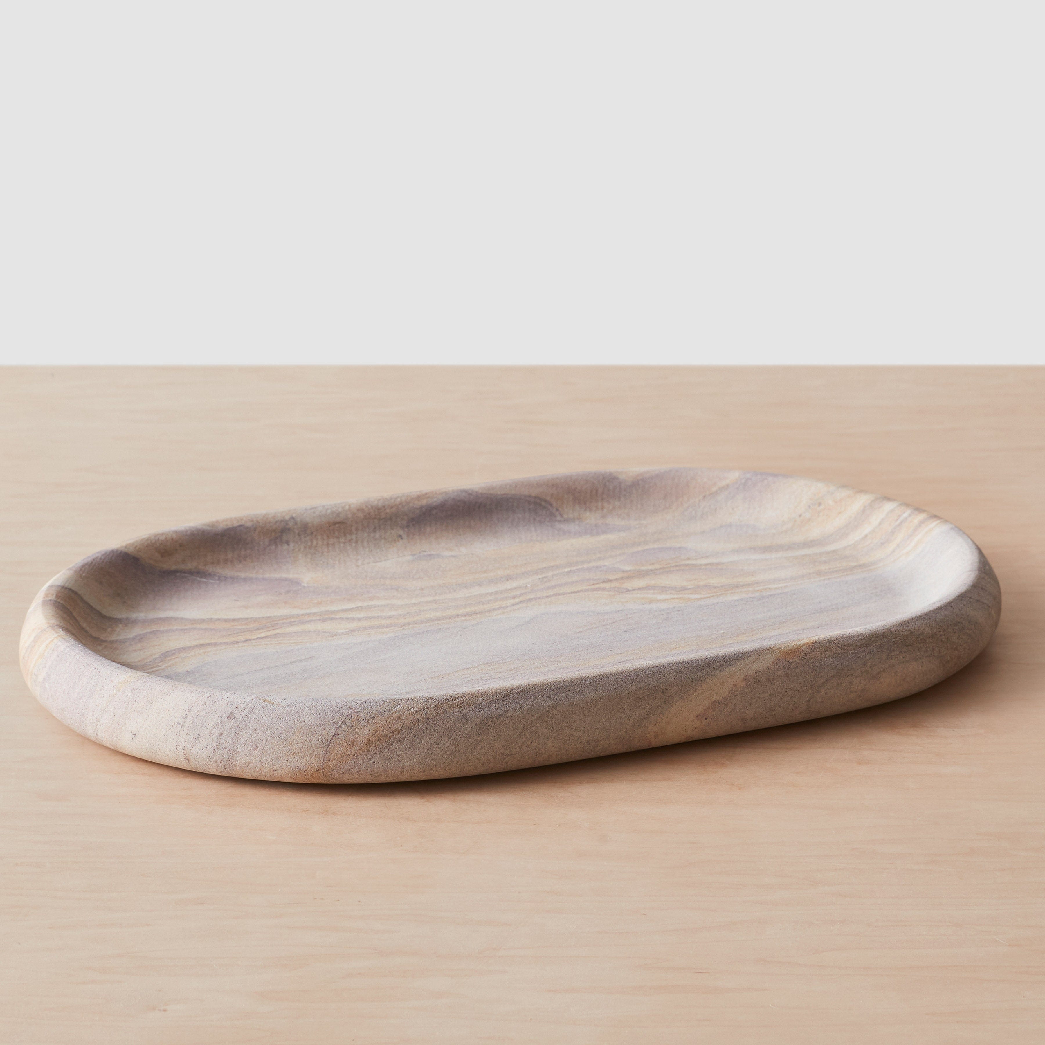 Eshana Handcrafted Sandstone Serving Tray - Natural Stone Appetizer Platter for Cheese, Charcuterie & Entertaining - Perfect for Dining, Kitchen & Home Decor