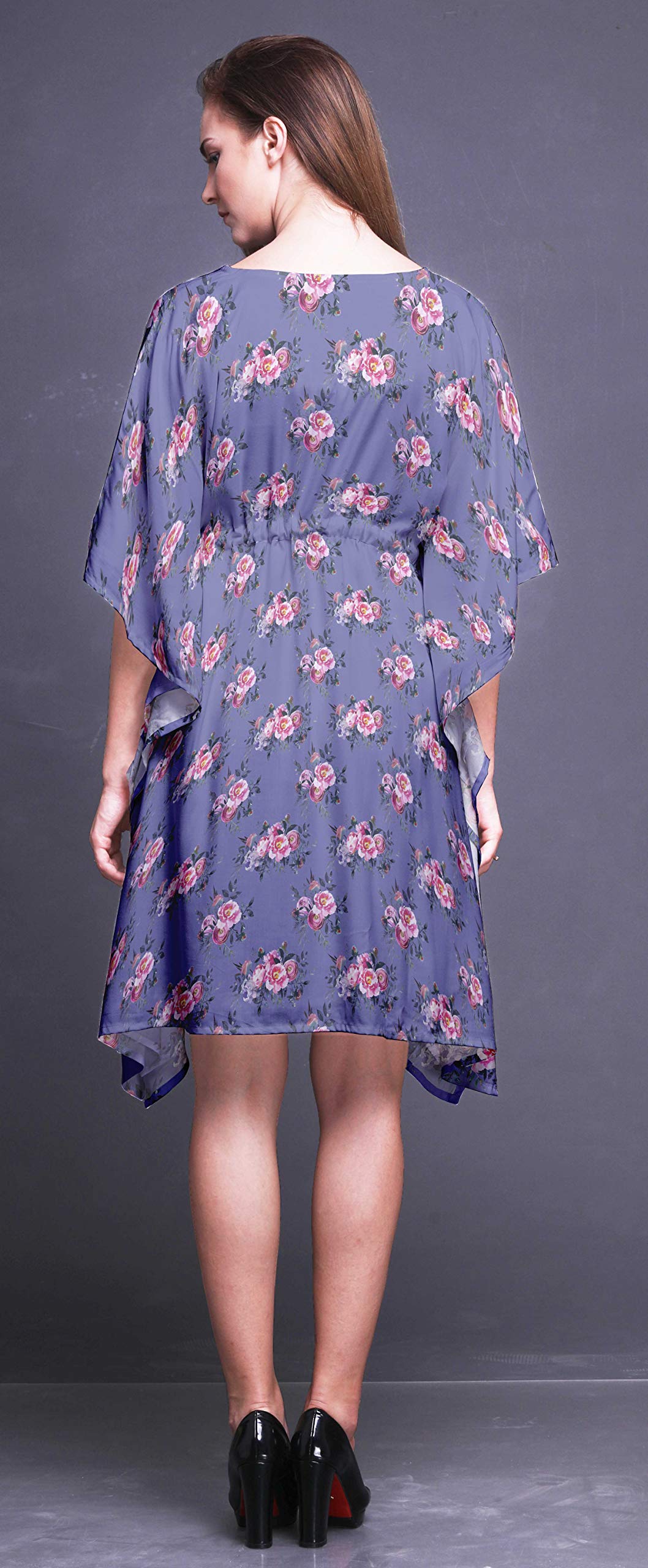 Bimba Women's Short Caftan Midi Dress - Beach Cover Up, Swimwear Cover Up, Boho Kaftan Dress for Pool, Vacation & Summer Outfits