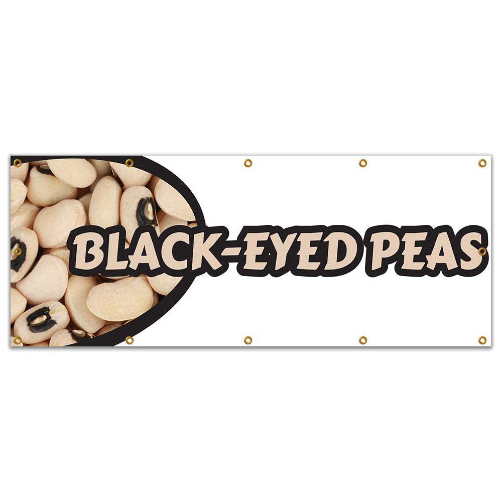 Black Eyed Peas 120-Inch Vinyl Banner for Concession Stands & Food Trucks - Single Sided, Durable & Weatherproof - Perfect for Outdoor Events, Festivals & Mobile Businesses