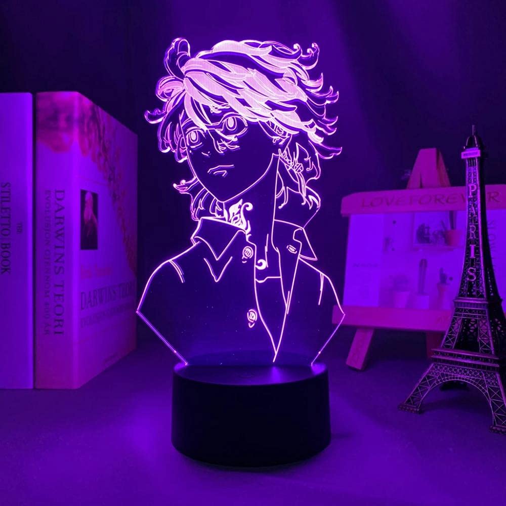 Tokyo Revengers Kazutora Hanemiya 3D LED Night Light - Anime Bedside Lamp for Kids Room Decor, Birthday & Christmas Gift - Perfect for Bedrooms, Gaming Rooms & Anime Themed Spaces