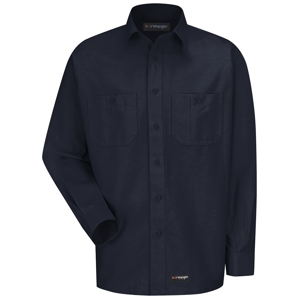 Wrangler Men's Long Sleeve Work Shirt - Durable Cotton Workwear for Construction, Farming & Outdoor Jobs | Comfortable & Breathable Workshirt for Tough Jobs