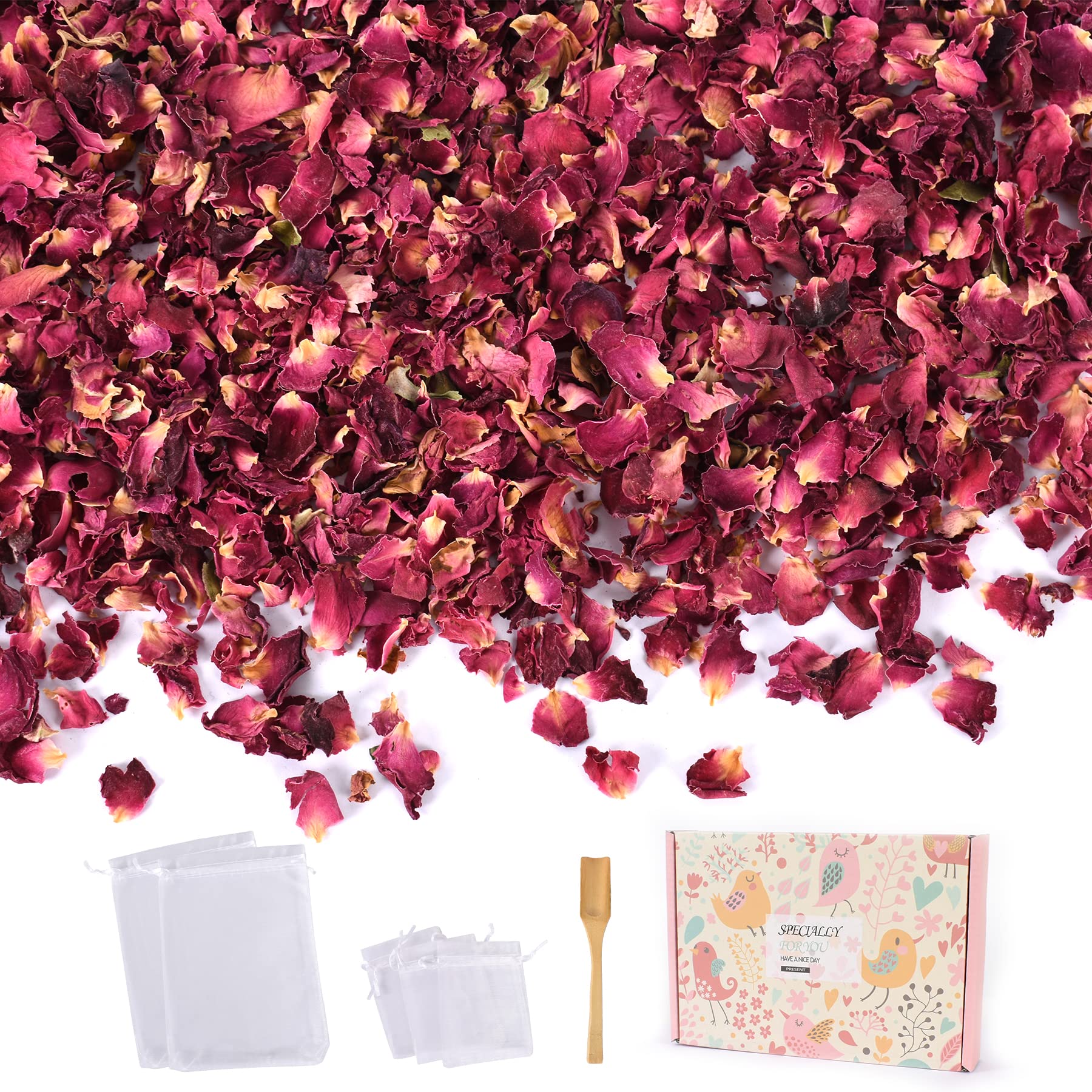 Natural Dried Rose Petals 2OZ - Premium Dry Rose Flowers for DIY Soap & Candle Making, Wedding Decorations, Bath Bombs, Craft Projects, Sachet Bags - Perfect for Aromatherapy, Home Spa & Romantic Gift Giving