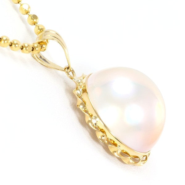 18K Yellow Gold Semi-Round Pearl Necklace for Women - Elegant Pearl Jewelry Gift for Wedding, Anniversary & Special Occasions