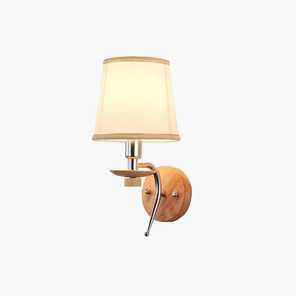 Modern Wooden Base Fabric Shade Wall Lights - Elegant Home Decor for Living Room, Bedroom & Office Lighting