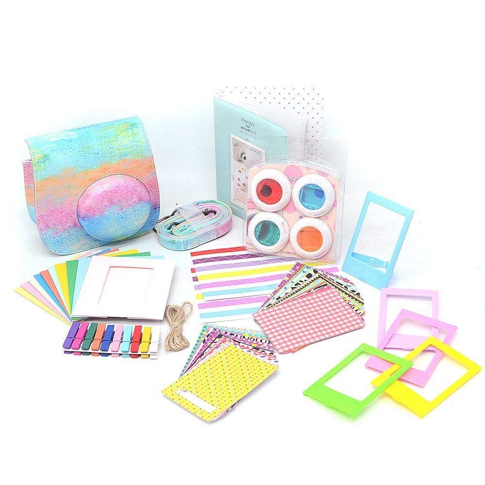 Instant Camera Accessories Kit for Fujifilm Instax Mini 8/9 - Includes Protective Case, Photo Album, Wall Frames, Film Frames, Border & Corner Stickers - Perfect for Travel, Parties & Home Decor