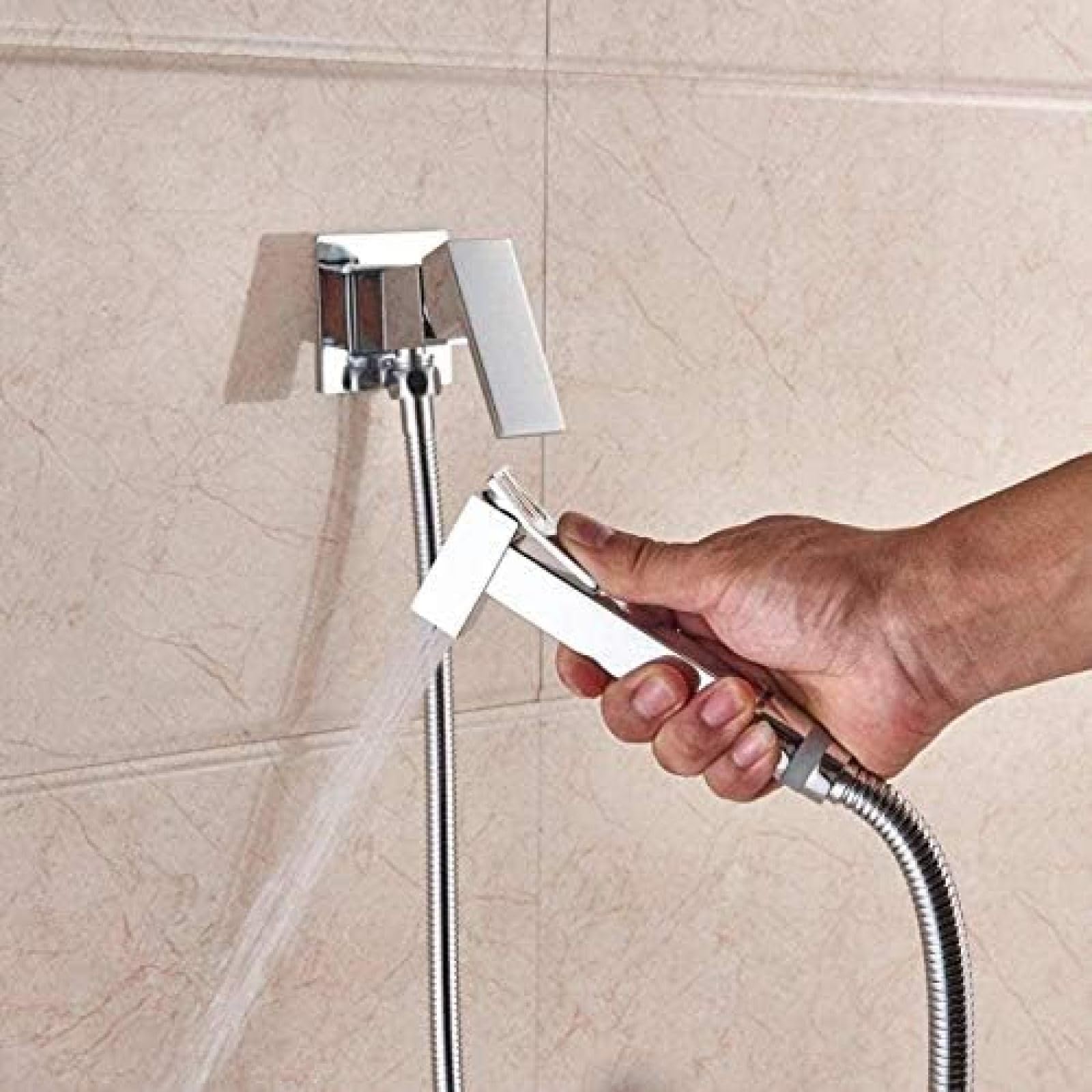 Premium Brass Square Shower Mixer Tap - Hot & Cold Water Faucet with Washer for Muslim Shower - Ideal for Modern Bathrooms & Luxury Spa Experience