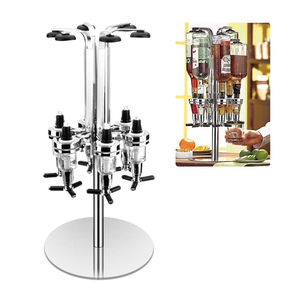 Premium 6-Bottle Rotating Liquor Dispenser - Professional Bar Station with Bottle Holder - Perfect for Home Bars, Parties & Restaurants