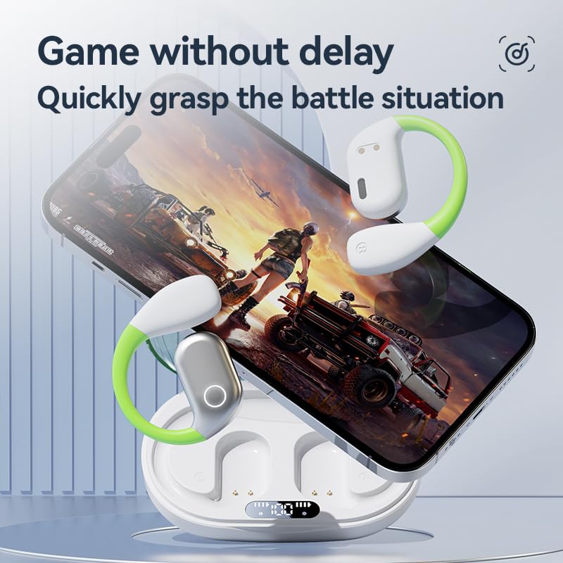 AI Translation Earbuds with 144 Languages Real-Time OWS Open-Ear Bluetooth Headphones - Wireless Translator for iPhone & Android (White) - Perfect for Travel, Business Meetings & Language Learning