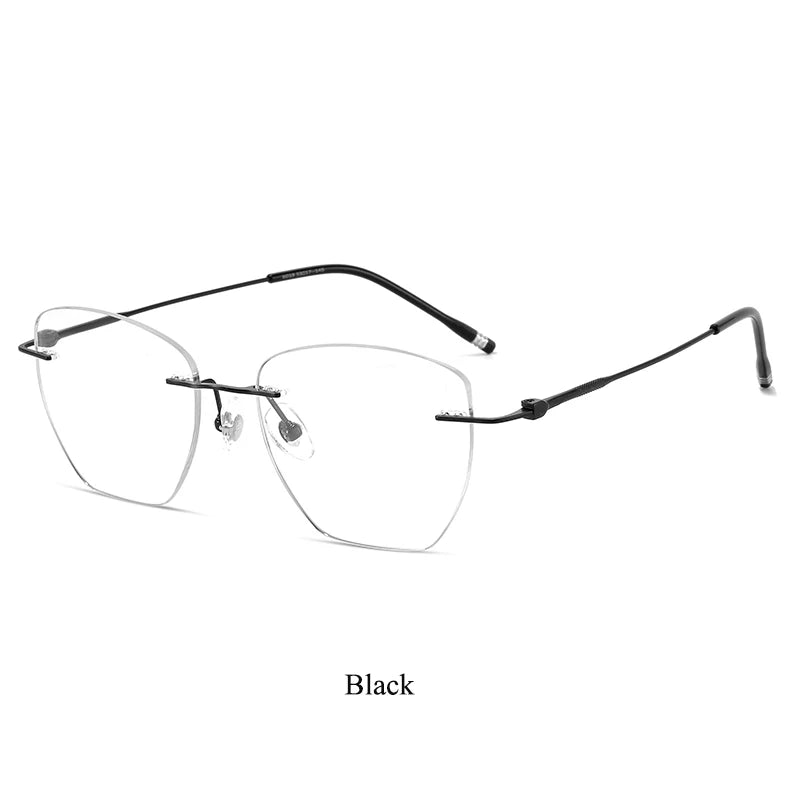 Bclear Women's Rimless Polygon Square Titanium Eyeglasses 46019 - Lightweight & Durable Titanium Frame for Work, Reading & Fashion