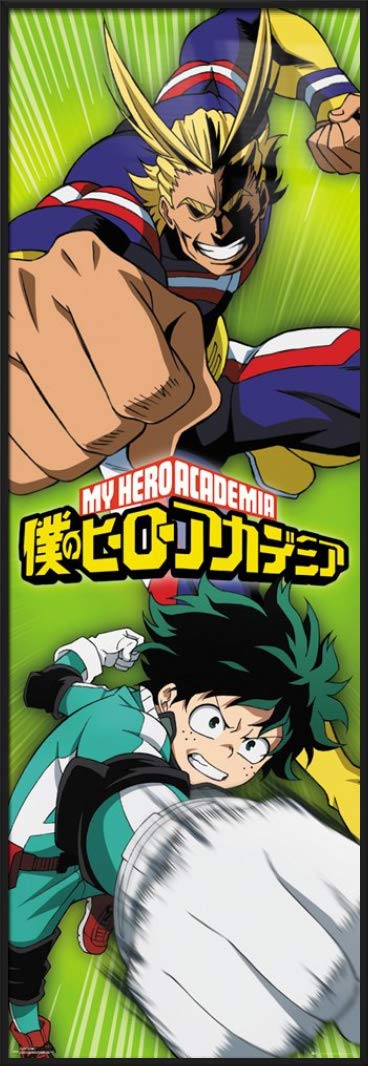 My Hero Academia Anime Poster - Framed Deku & Allmight Manga Wall Art (21x62 Inch) - Perfect for Bedroom, Game Room & Anime Fan Gifts