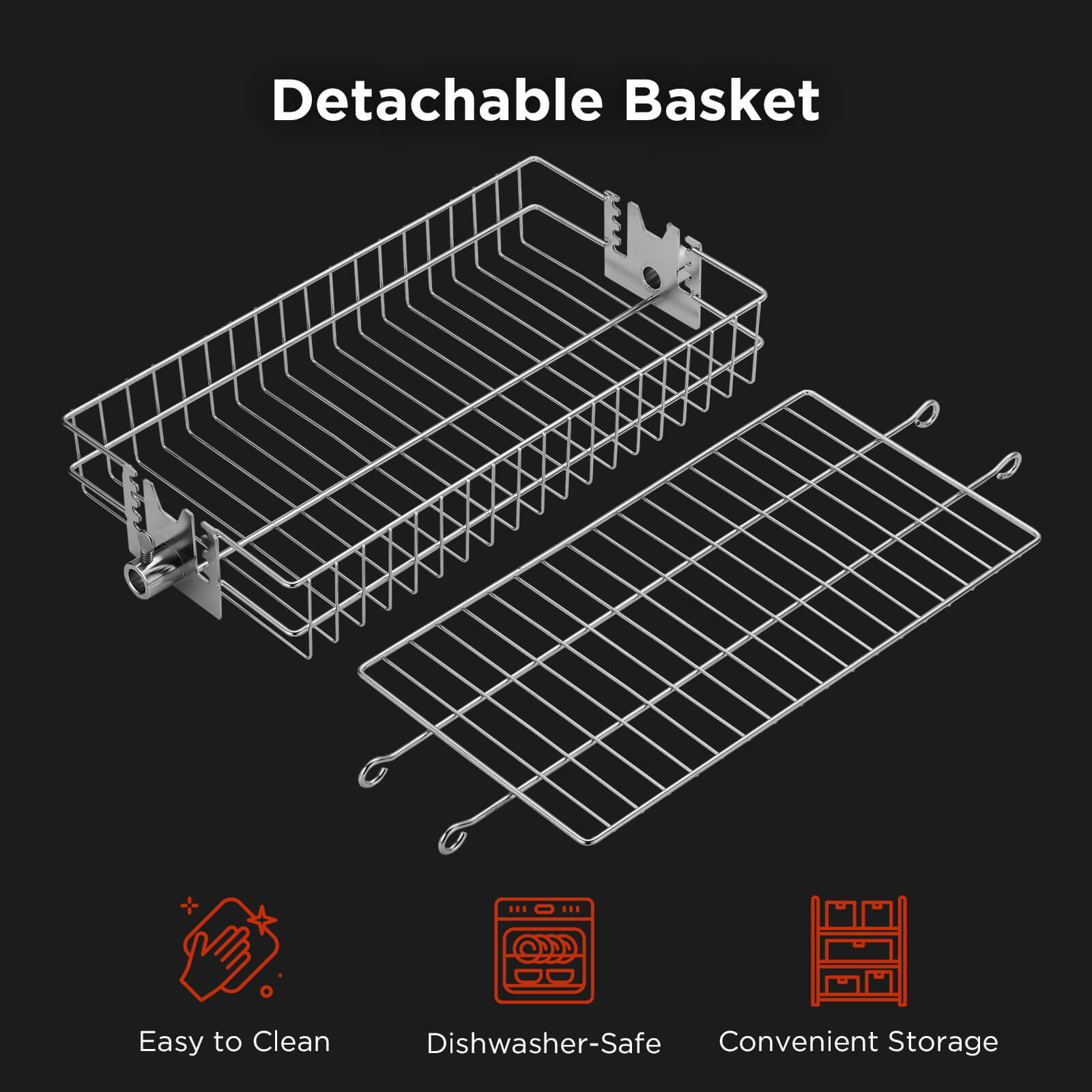 Fireside RF01 Rotisserie Flat Basket - Heavy Duty Stainless Steel Grill Accessory for Perfect BBQ, Roasting & Grilling - Ideal for Outdoor Cooking, Camping & Backyard Parties