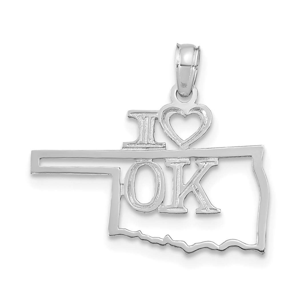 14K White Gold Solid Oklahoma State Pendant Necklace for Women - Elegant Jewelry Gift for Birthdays, Anniversaries & Graduations - Perfect for Everyday Wear & Special Occasions