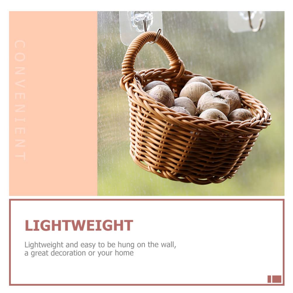 Cabilock Woven Storage Baskets - Hanging Onion Potato Garlic Ginger Basket, Wall-Mounted Vegetable Keeper & Home Organizer for Kitchen, Bathroom, Bedroom (Natural Wicker, Multipurpose Storage Solution) - Perfect for Pantry Organization, Farmhouse Decor, and Small Space Storage