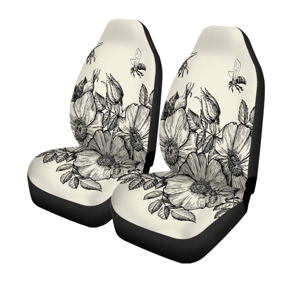 Pinbeam Universal Car Seat Covers - Set of 2 Honey Bee Design Protectors for Cars, Trucks & SUVs | Durable Auto Accessories & Stylish Car Decor | Perfect for Beekeepers, Nature Lovers & Outdoor Enthusiasts