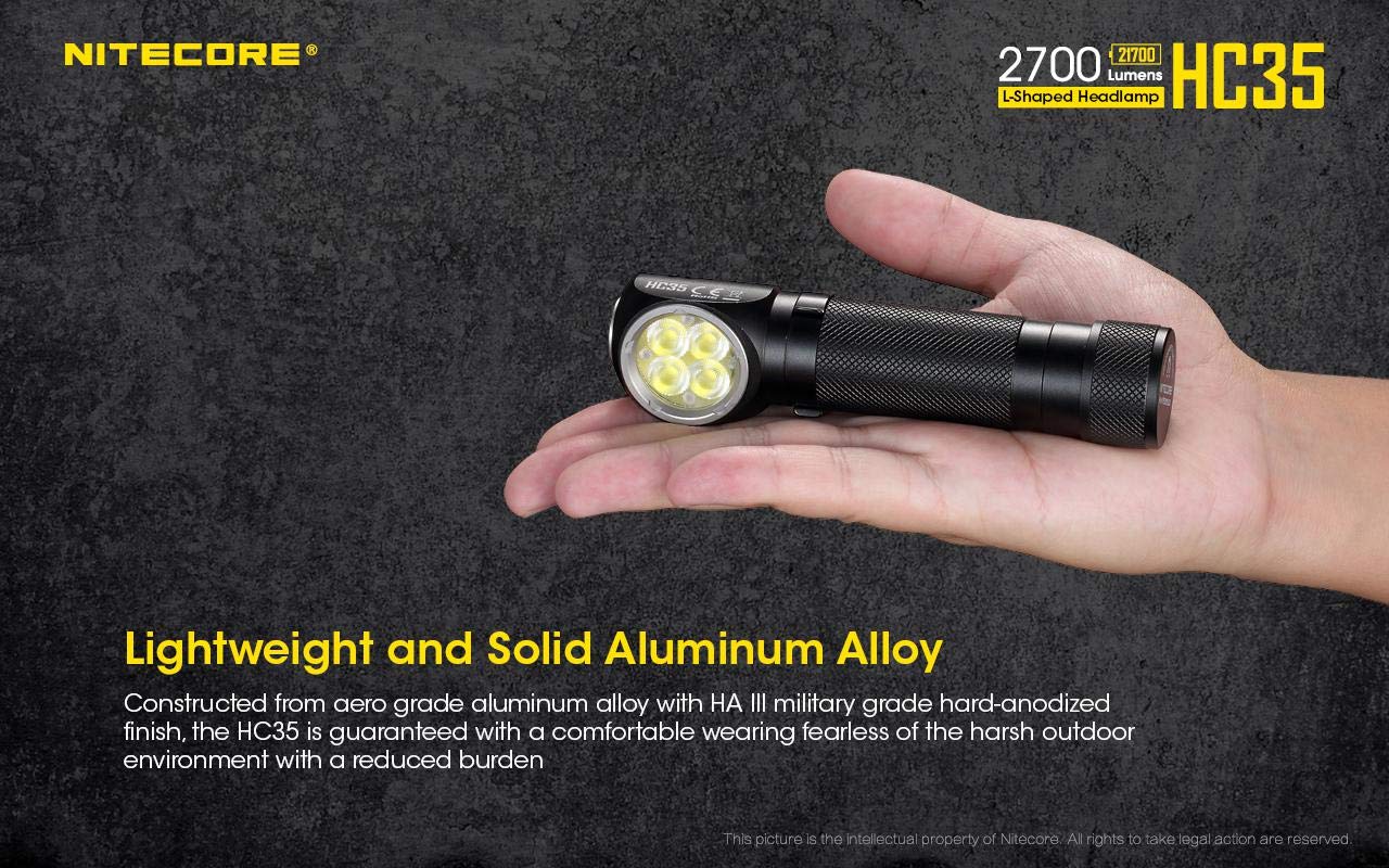 Nitecore HC35 2700 Lumen Rechargeable LED Headlamp with Extra NL2140 Battery, USB Car & Wall Adapter - Perfect for Camping, Hiking, and Outdoor Adventures