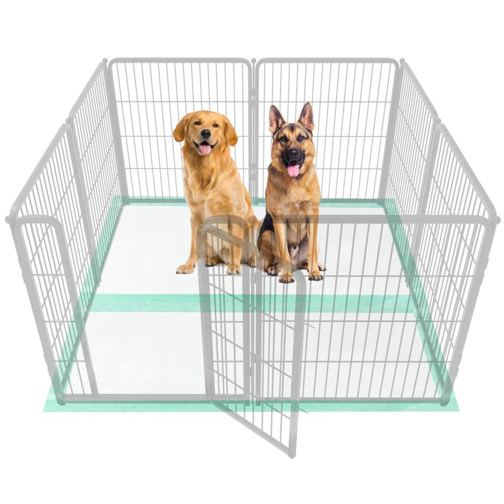 Black Homeplus Dog Playpen & Green Extra Large Disposable Puppy Pads (2-Pack) - Indoor/Outdoor Pet Play Area & Potty Training Solution for Puppies & Small Dogs