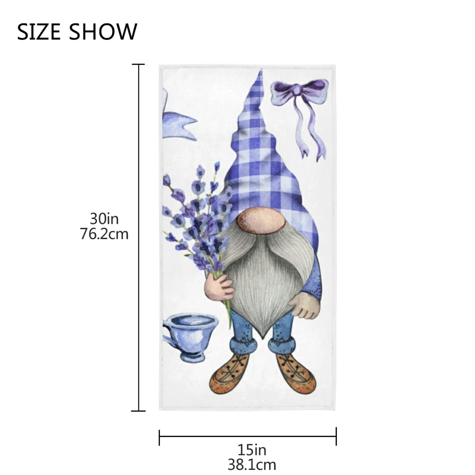 ALAZA Lavender Gnome Hand Towels - Ultra Soft & Highly Absorbent Bathroom Towels (30x15 Inch) for Face, Gym, Spa - Decorative Guest Towels for Home, Hotel & Gifts