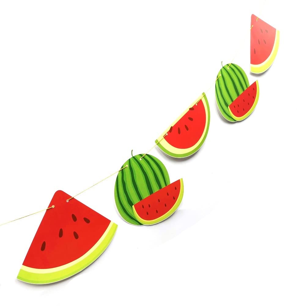 Watermelon Birthday Banner - Watermelon Party Decorations for Baby Shower & Kids Theme Party - Pre-Strung Hanging Decor for Summer Parties, Backyard BBQs, and Birthday Celebrations