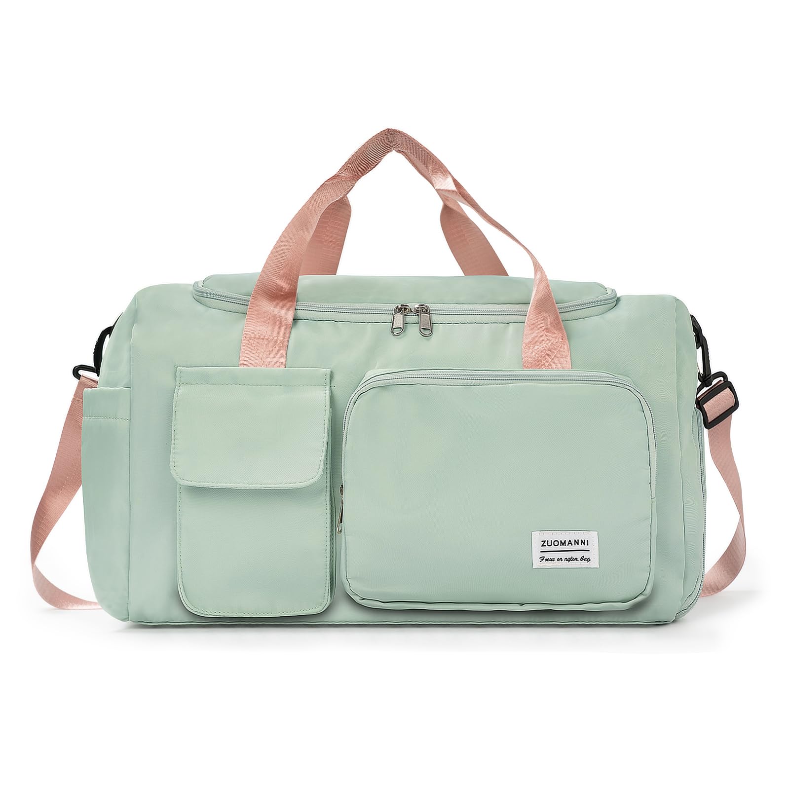 Lightweight Waterproof Gym Bag for Women & Men - Small Duffle Bag with Shoe & Wet Clothes Compartments - Perfect for Sports, Gym Workouts & Weekend Travel - Pale Green Carry-On Duffel Bag for Fitness Enthusiasts & Travelers