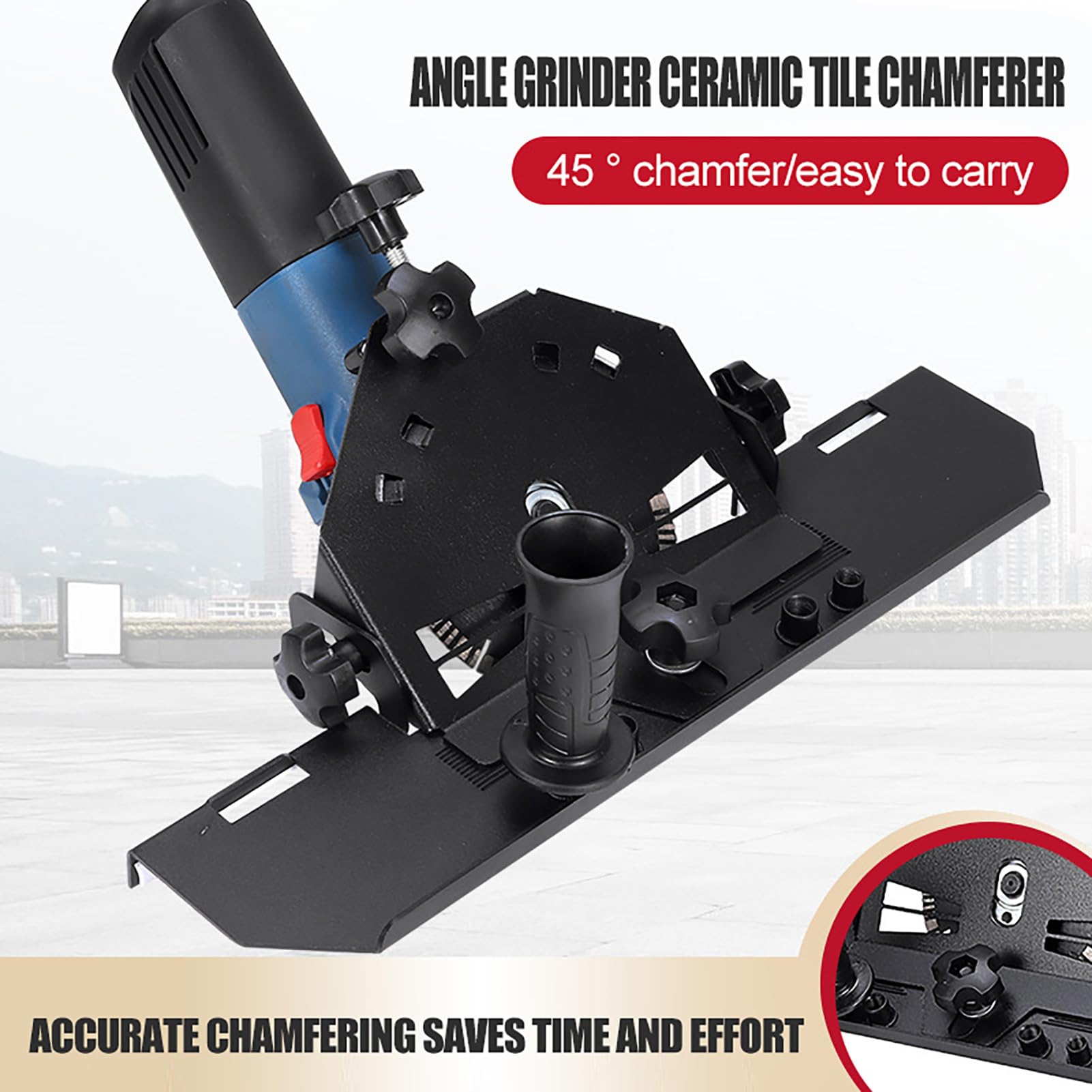 45 Degree Ceramic Tile Chamfering Machine - Aluminum Alloy Angle Grinder Cutting Tool for Perfect Tile Edges | DIY Home Renovation & Professional Tiling Projects
