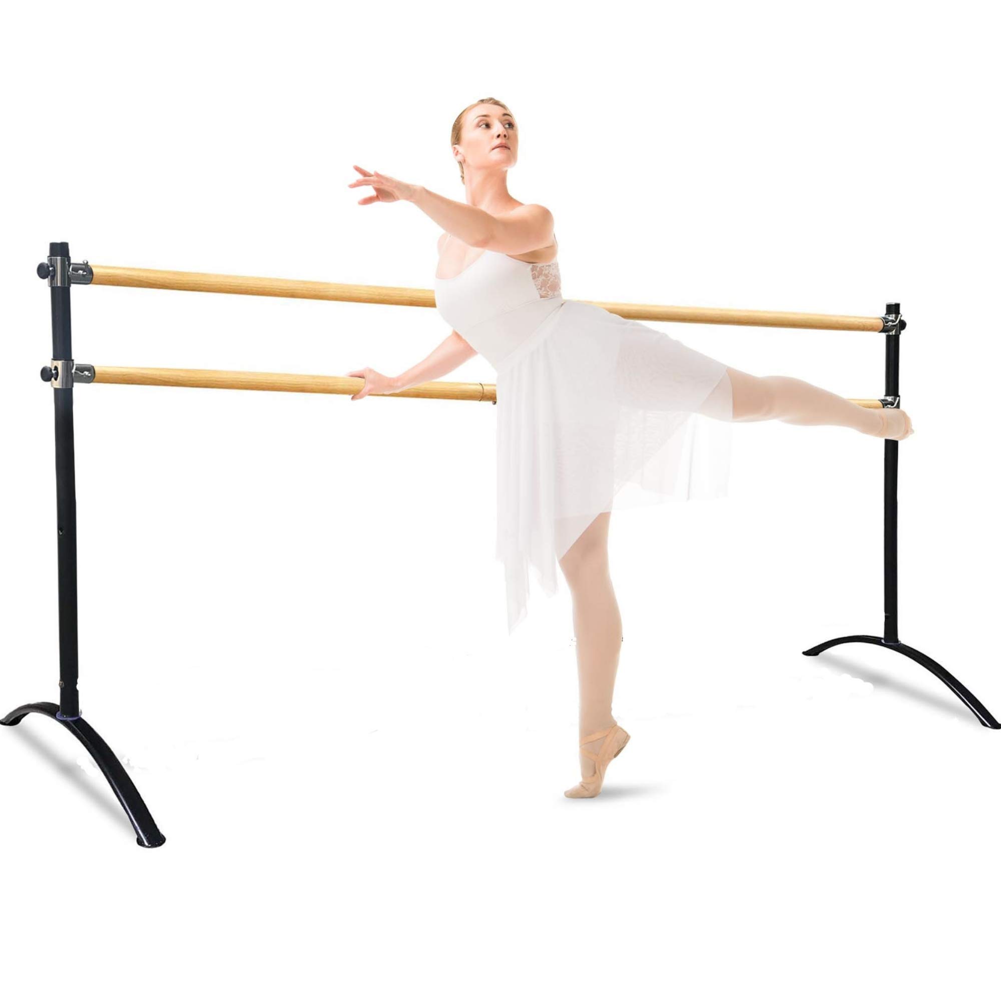 Portable Ballet Barre for Home & Studio - Adjustable Height Dance Bar for Stretching, Pilates, Dance Workouts & Fitness Training - Single/Double Bar for Kids & Adults - Perfect for Home Dance Practice, Yoga Studio & Ballet Classes