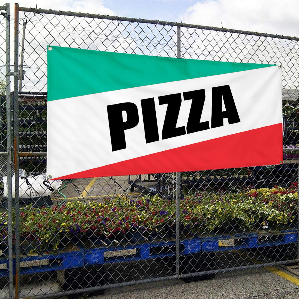 Premium Vinyl Banner - 24x48 Inches with 4 Grommets | Weatherproof Outdoor Sign for Pizza Restaurants, Italian Food Fairs & Business Advertising | Durable Yard Sign for Commercial Use