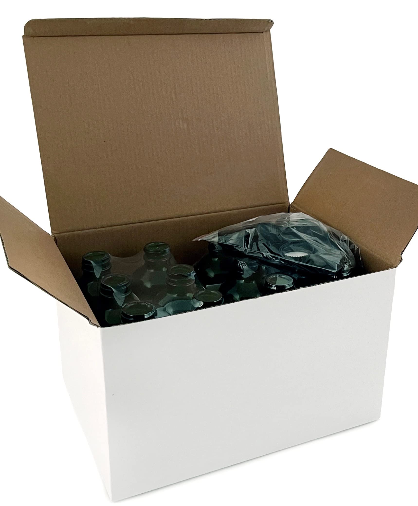 Vivaplex 12-Pack 8 oz Green Glass Bottles with Lids - Perfect for Essential Oils, DIY Beauty Products & Home Storage