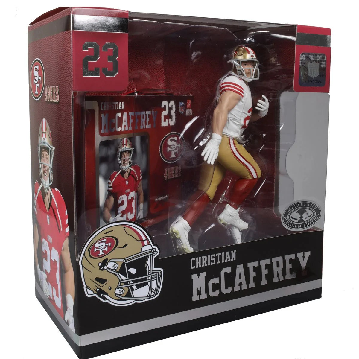 Christian McCaffrey San Francisco 49ers White Jersey NFL Action Figure - 2024 Platinum Chase Collectible SportsPicks for Football Fans & Memorabilia Collectors - Perfect for Display, Gifts, and Game Room Decor