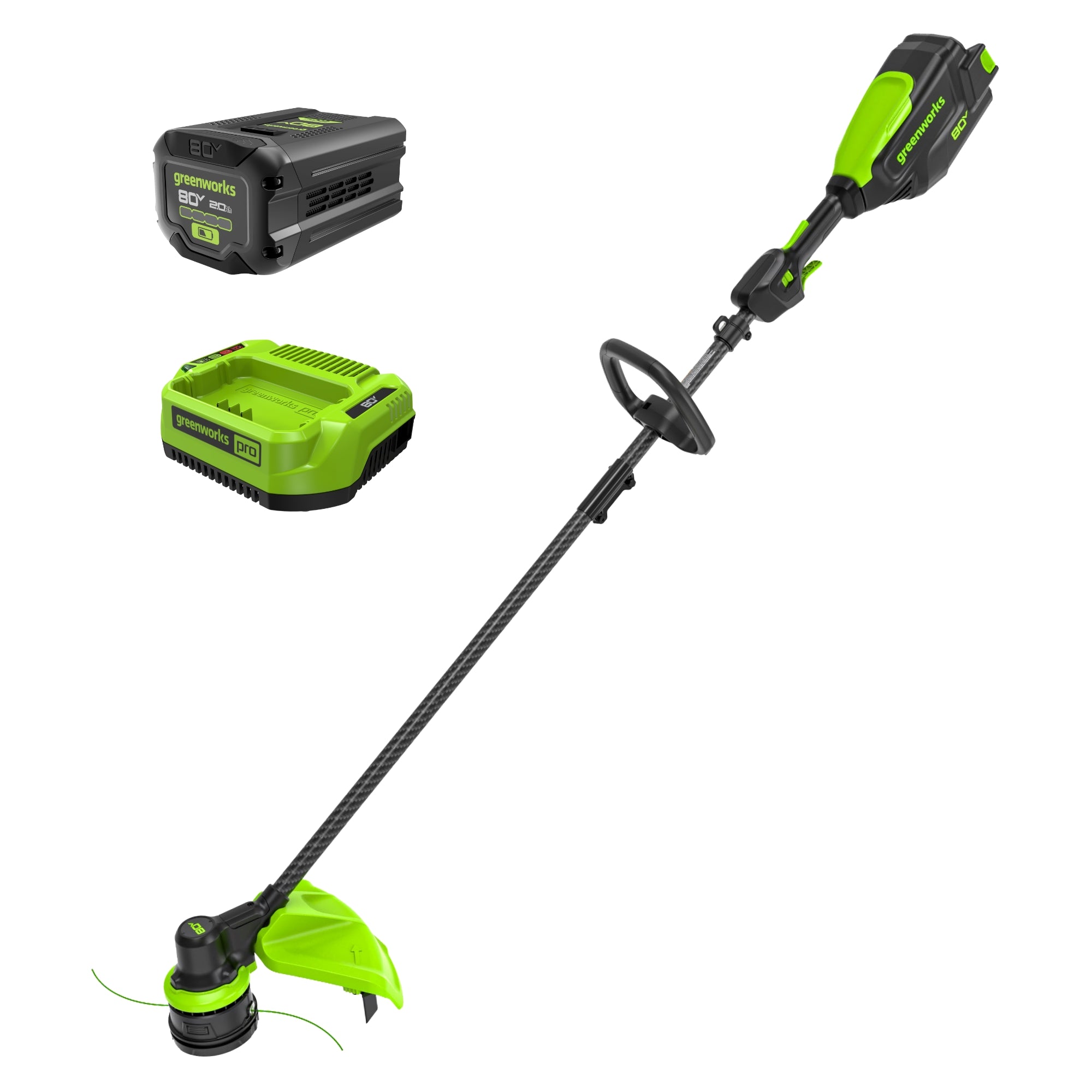 80V Cordless Brushless Carbon Fiber String Trimmer with 2.0Ah Battery & Fast Charger - Lightweight Weed Wacker for Lawn Care, Yard Maintenance & Landscaping
