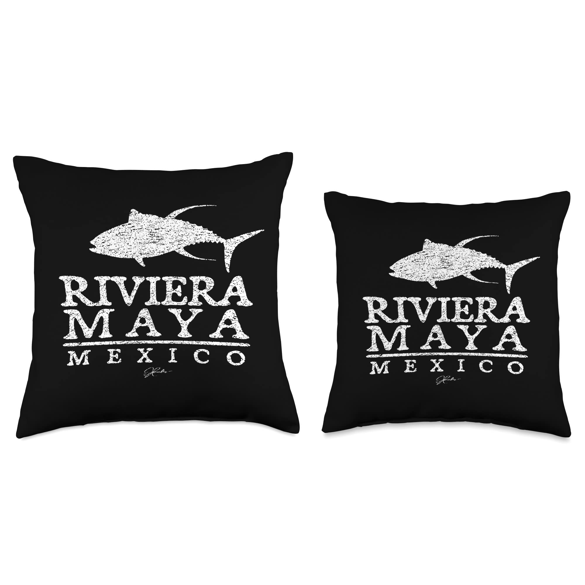 Yellowfin Tuna Throw Pillow - Mexican Riviera Maya Inspired Decorative Cushion for Sofa, Bed & Coastal Home Decor