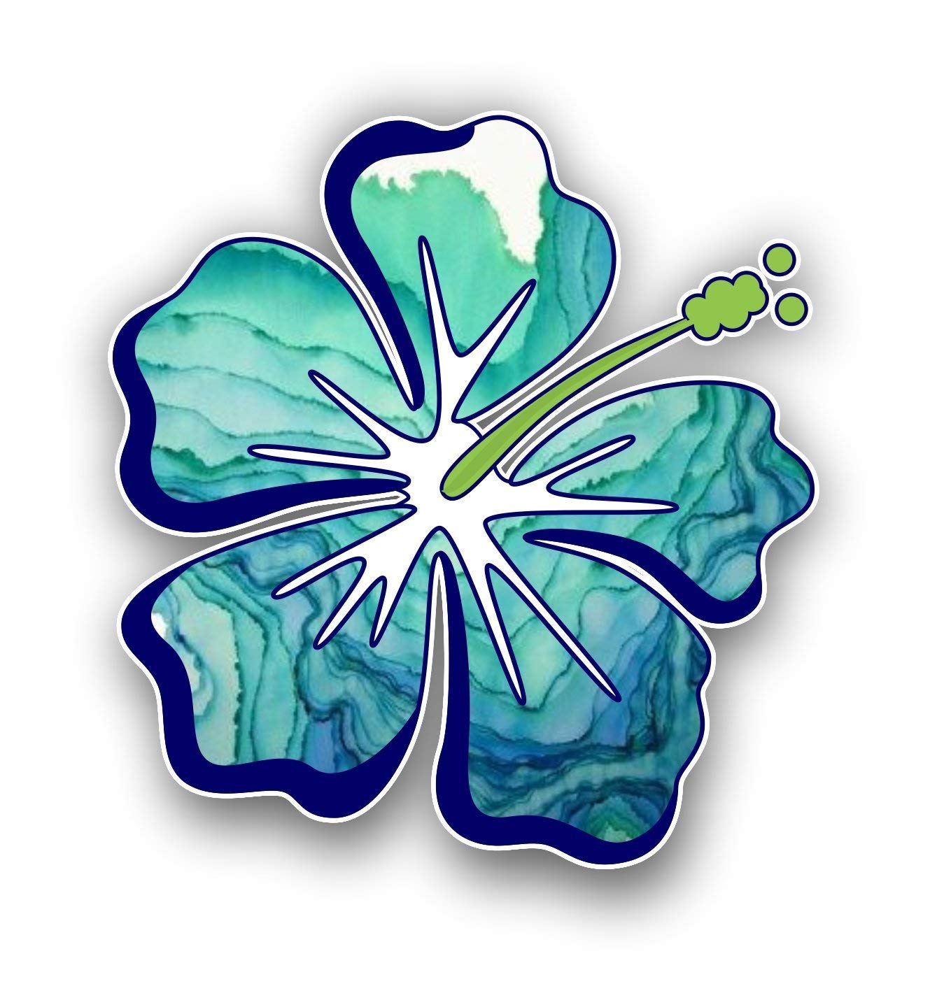 Hawaiian Blue Hibiscus Flower Car Stickers - Waterproof Vinyl Decals for Car Body, Door & Window - 5 Inch Bumper Stickers - Perfect for Car Styling & Personalization