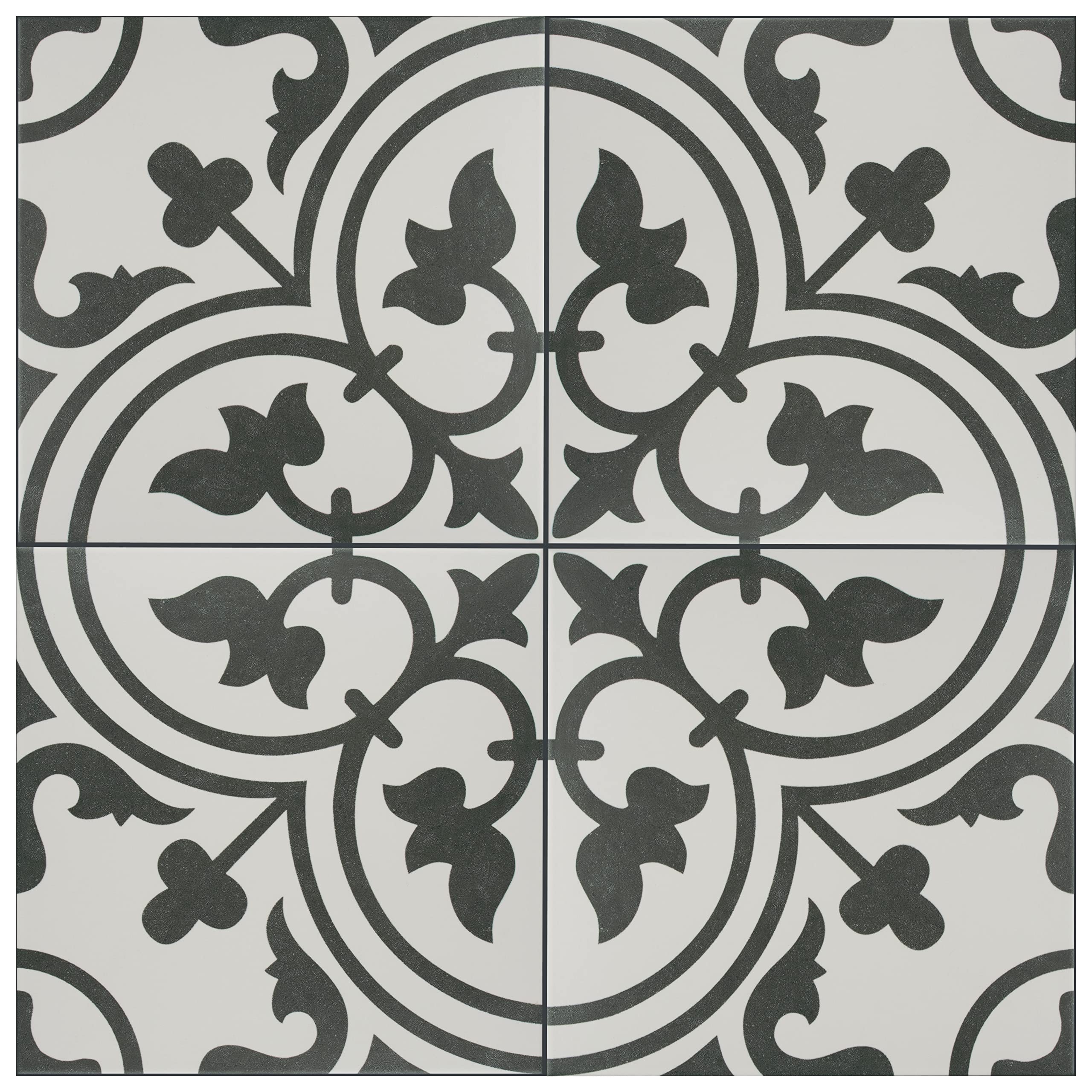 Merola Tile Arte White 9.75x9.75 Inch Porcelain Floor and Wall Tile - Perfect for Bathroom, Kitchen, and Backsplash Renovations