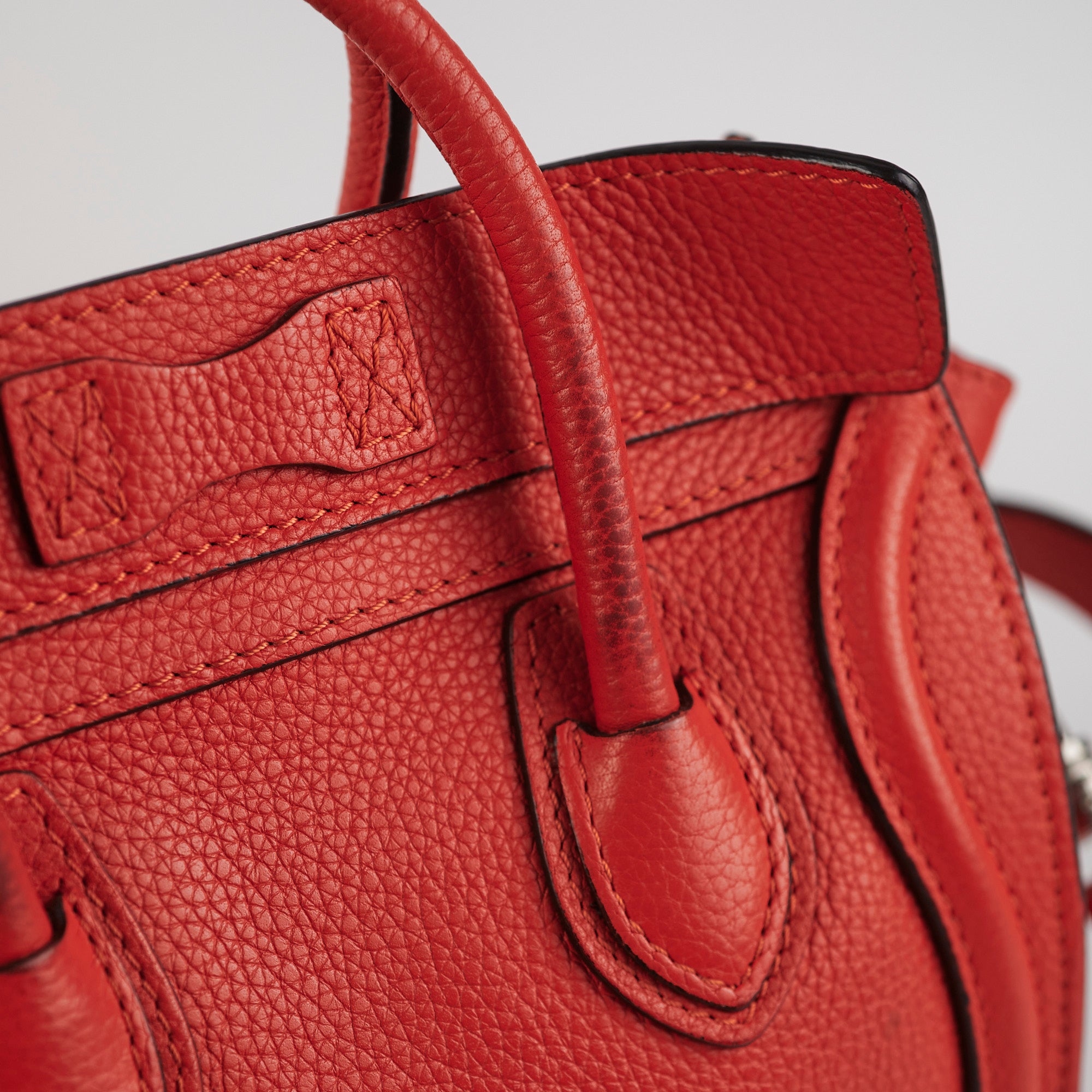 Celine Luggage Nano Handbag in Red | Genuine Leather Crossbody Bag for Women | Perfect for Work, Travel & Everyday Use