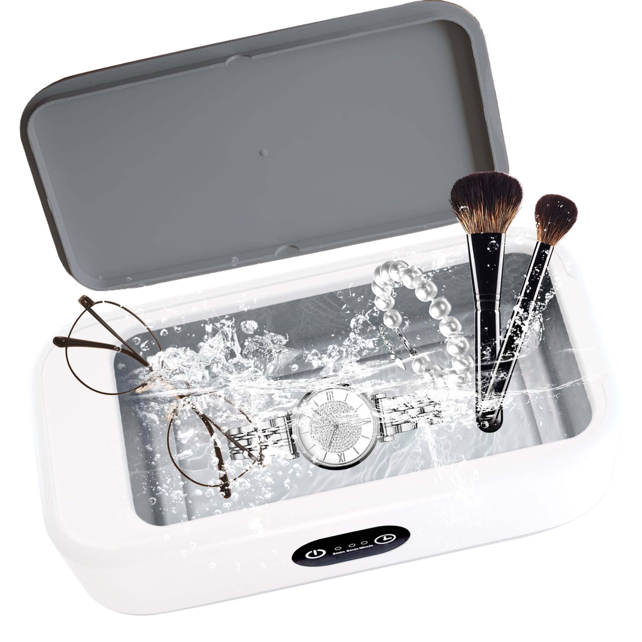 22 oz Ultrasonic Jewelry Cleaner for Pearls, Glasses, Watches & More - 360° Stain Removal, 49kHz Portable Cleaning Machine - Perfect for Jewelry, Dentures, Razors & Silver Items (Home & Professional Use)