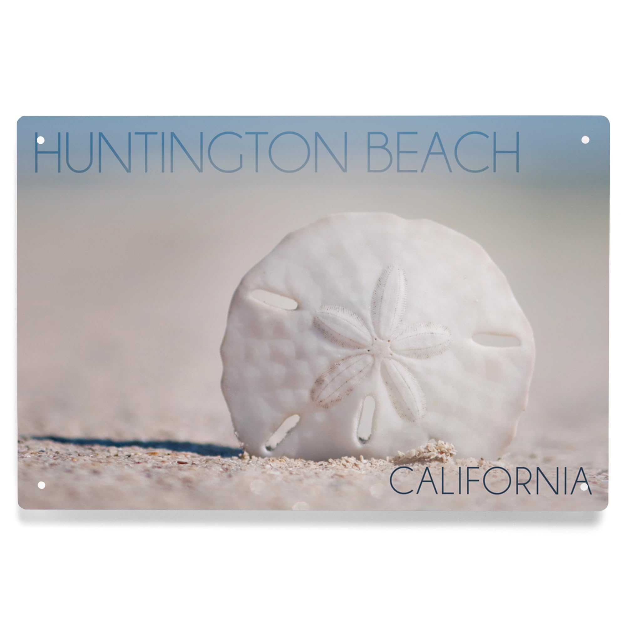 Lantern Press 6x9 Inch Metal Wall Art Sign - Huntington Beach California Coastal Decor with Sand Dollar Design - Perfect for Beach House, Office, or Outdoor Patio Decor