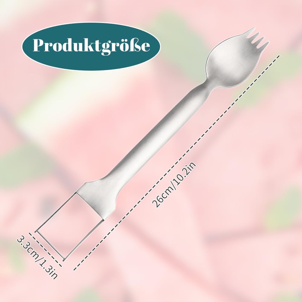 2024 Upgraded 2-in-1 Stainless Steel Fruit Cutter & Slicer - Dual Head Watermelon Fork & Knife Tool for Easy Fruit Cutting - Perfect for Picnics, BBQs, and Kitchen Prep (1 Piece)