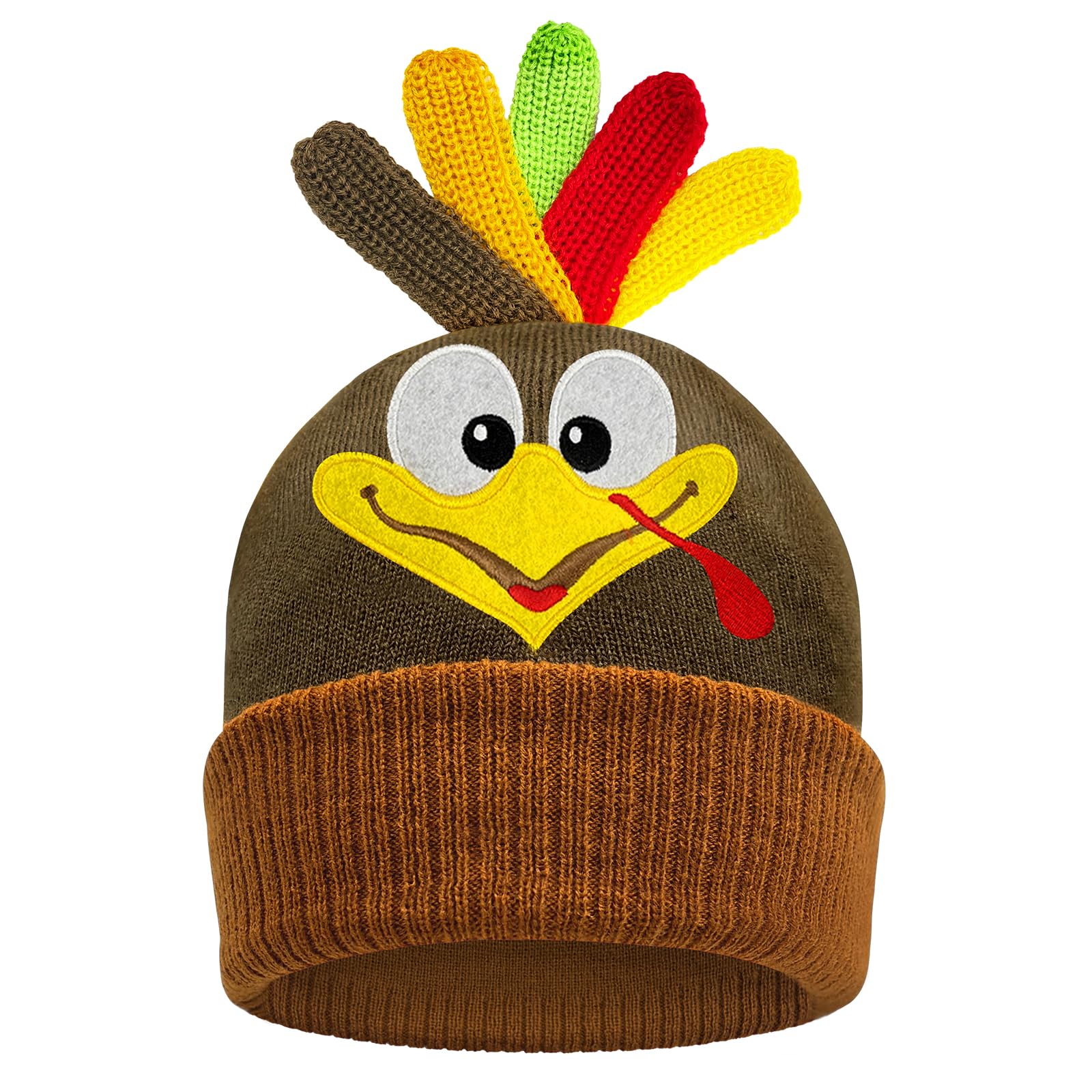 Thanksgiving Turkey Beanie Hat - Warm Knitted Winter Hat for Adults - Turkey Trot Running Costume & Holiday Party Accessory - Perfect for Thanksgiving Celebrations, Christmas Gatherings and Winter Outdoor Activities