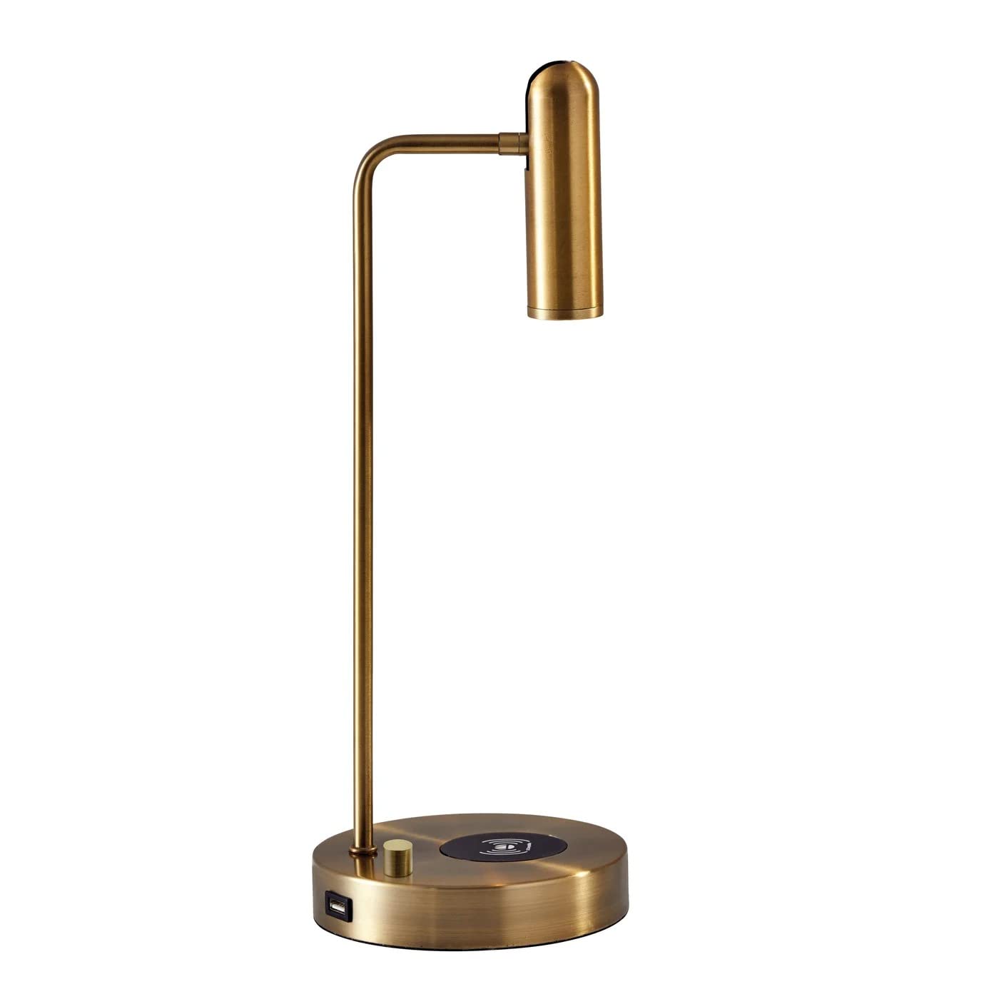 Adesso 3162-21 Kaye LED Desk Lamp with Wireless Charging - 7W Bright LED Light, 5W QI Wireless Charger & USB Port - Perfect for Home Office, Study, Bedroom Nightstand & Workspace Lighting