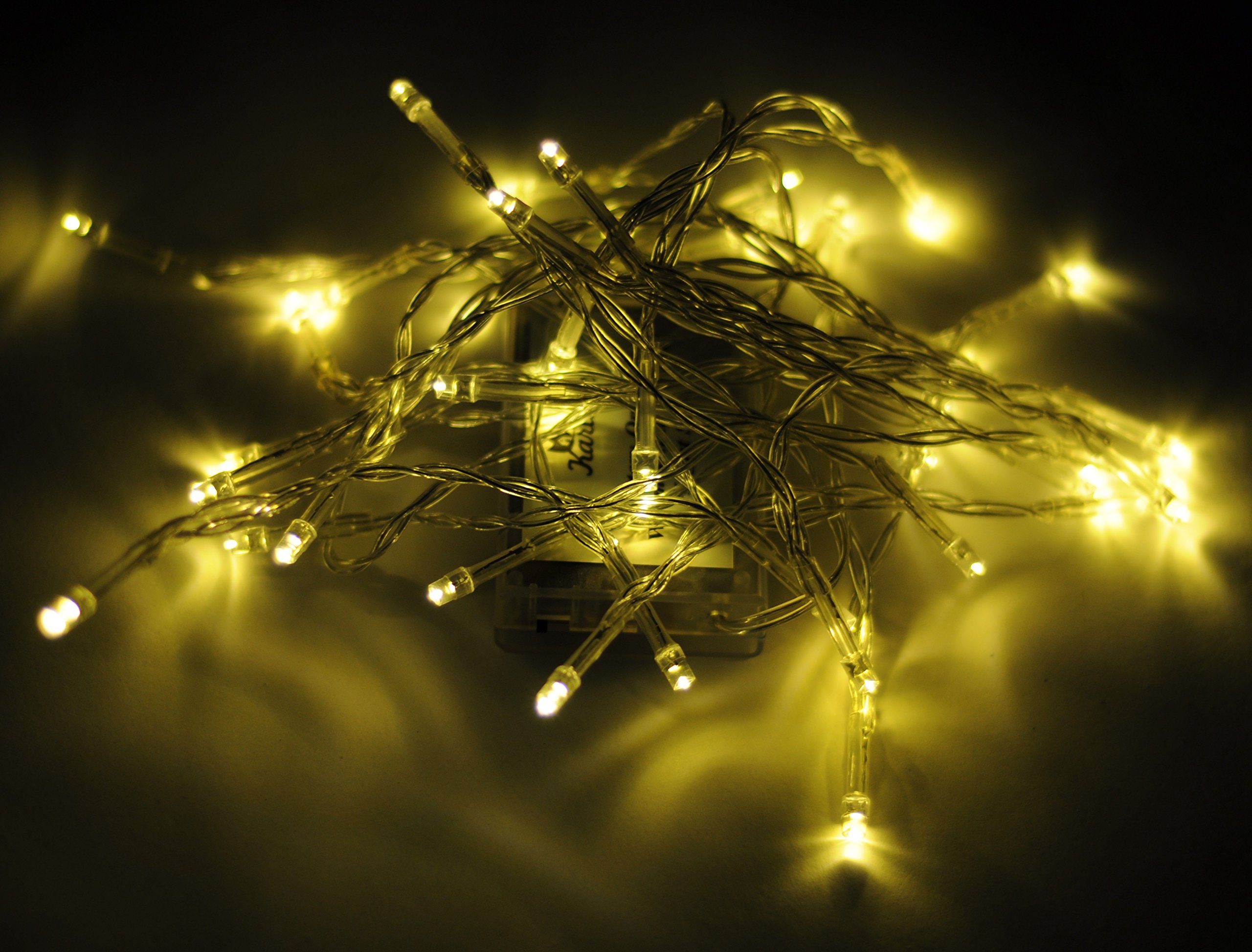 Karlling 13ft Battery Operated Fairy Lights - Durable LED String Lights with Clear Wire for Christmas Decorations, Wedding Party, Valentine's Day & Halloween - Indoor Outdoor Twinkle Lights (Warm White) - Perfect for Bedroom, Garden, Patio and Holiday Decor