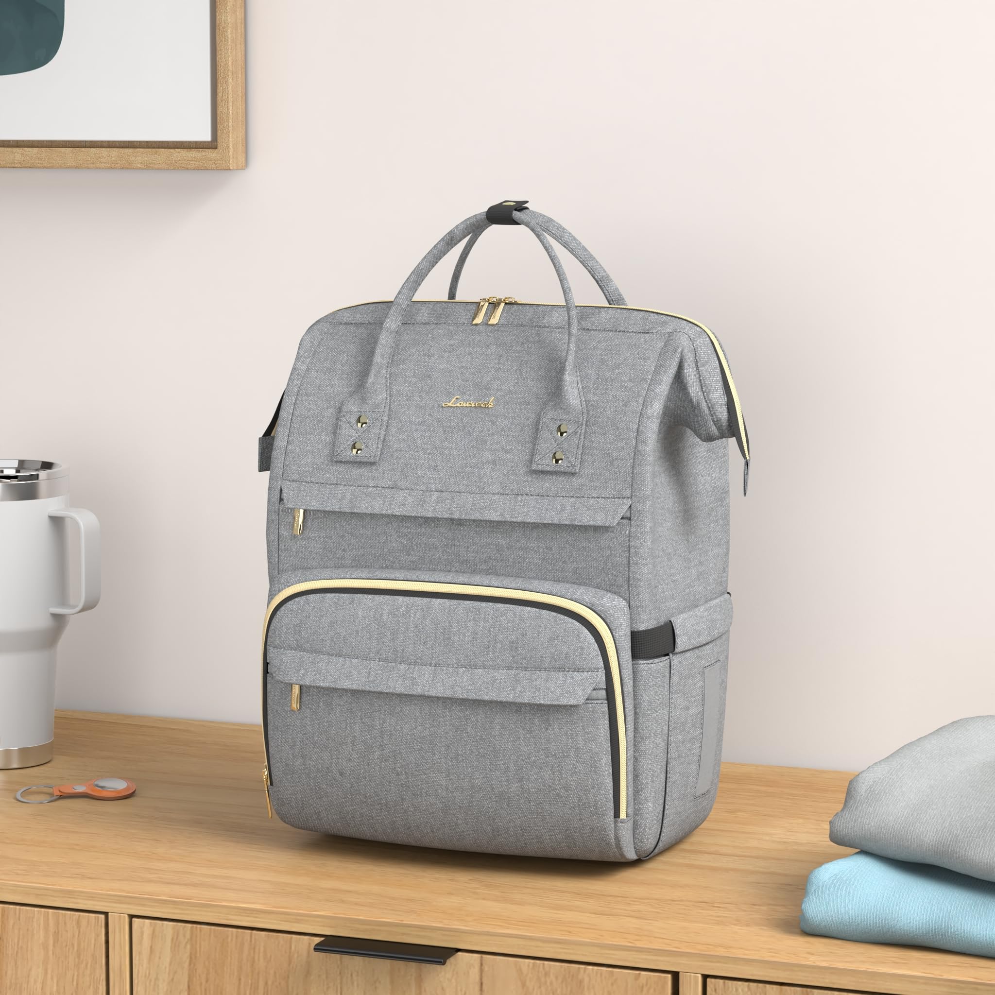 LOVEVOOK Women's 15.6 Inch Waterproof Laptop Backpack with USB Port - Professional Travel, Nurse, Teacher, College Work Bag - Grey | Perfect for Commuting, Business Trips, and Campus Life