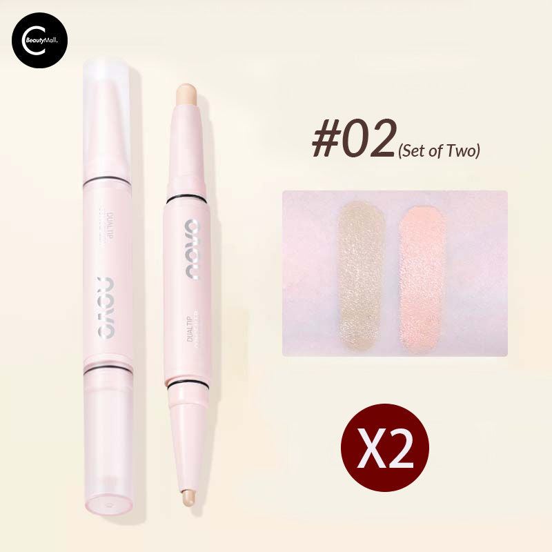 NOVO Dual Ended Highlighter & Concealer Pen - Creamy Makeup Stick for Face Contouring & Brightening - Perfect for Everyday Glam & Photo Shoots
