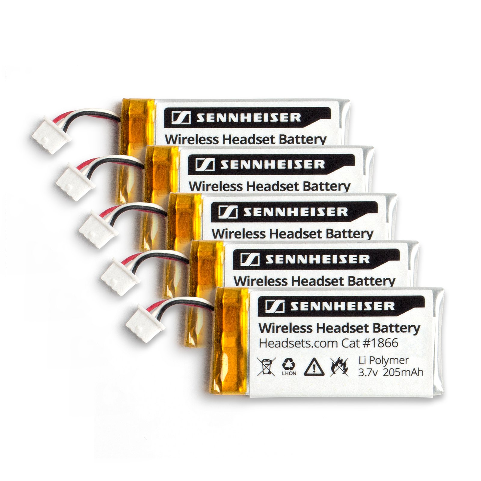 Sennheimer Replacement Rechargeable Battery 205mAh (5 Pack) - Compatible with OfficeRunner Wireless Headset DW Office, DW Pro1, DW Pro2, SD Office, SD Pro1, SD Pro2 & MB Pro Series - Long Lasting Li Polymer Battery for Business Headsets - Perfect for Office Meetings, Call Centers & Remote Work