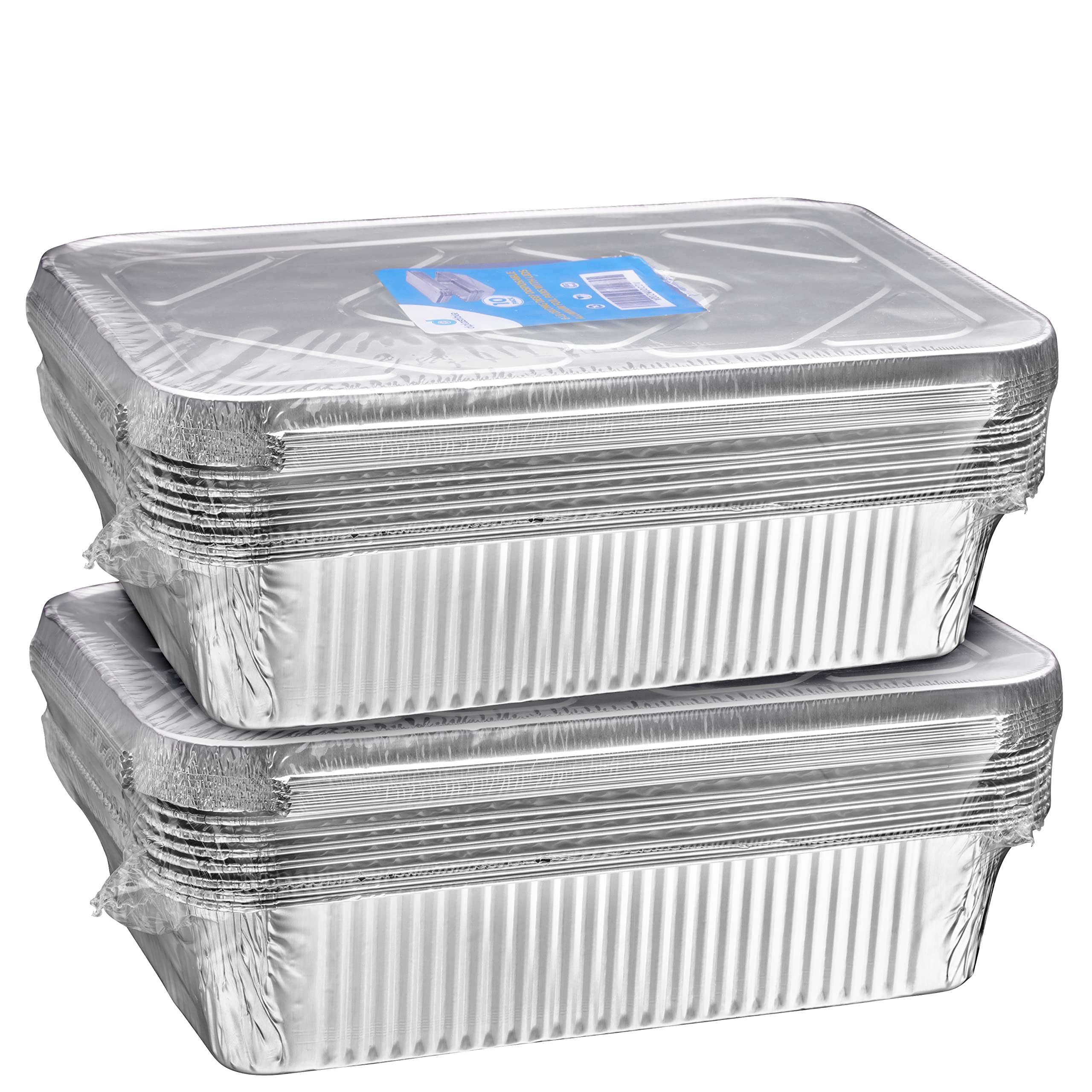 Diplastible 11x7 Disposable Aluminum Pans with Lids - 20 Pack | Heavy Duty Baking Pans for Cooking, Roasting & Food Storage | Ideal for Parties, Catering & Meal Prep