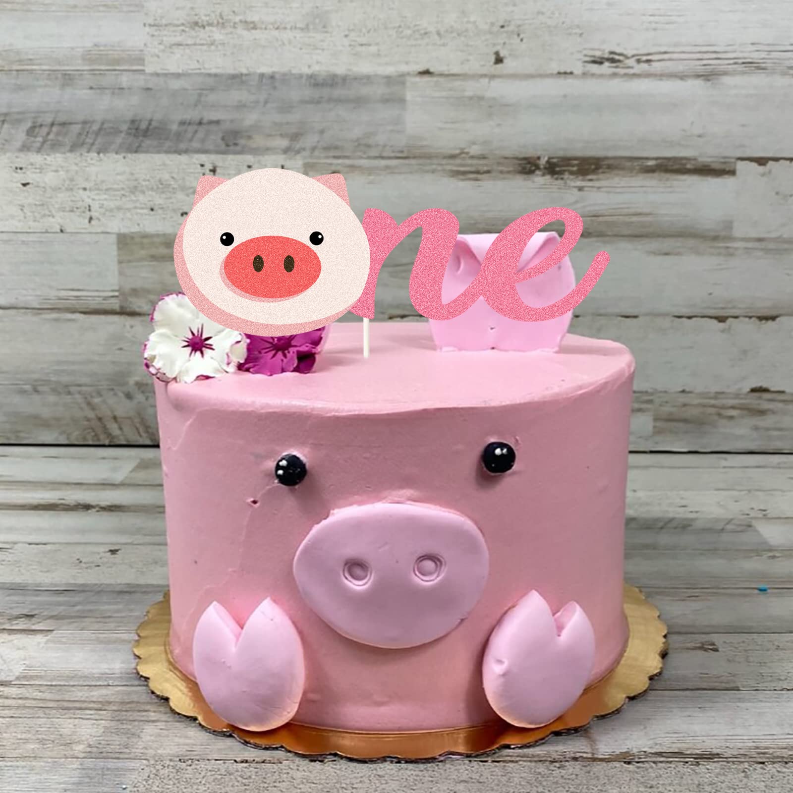 Farm Animal Themed Pig First Birthday Cake Topper - Happy 1st Birthday Barnyard Pig Cake Decor for Kids, One Year Old Party Supplies | Perfect for 1st Birthday Celebrations, Baby Showers & Farm-Themed Parties