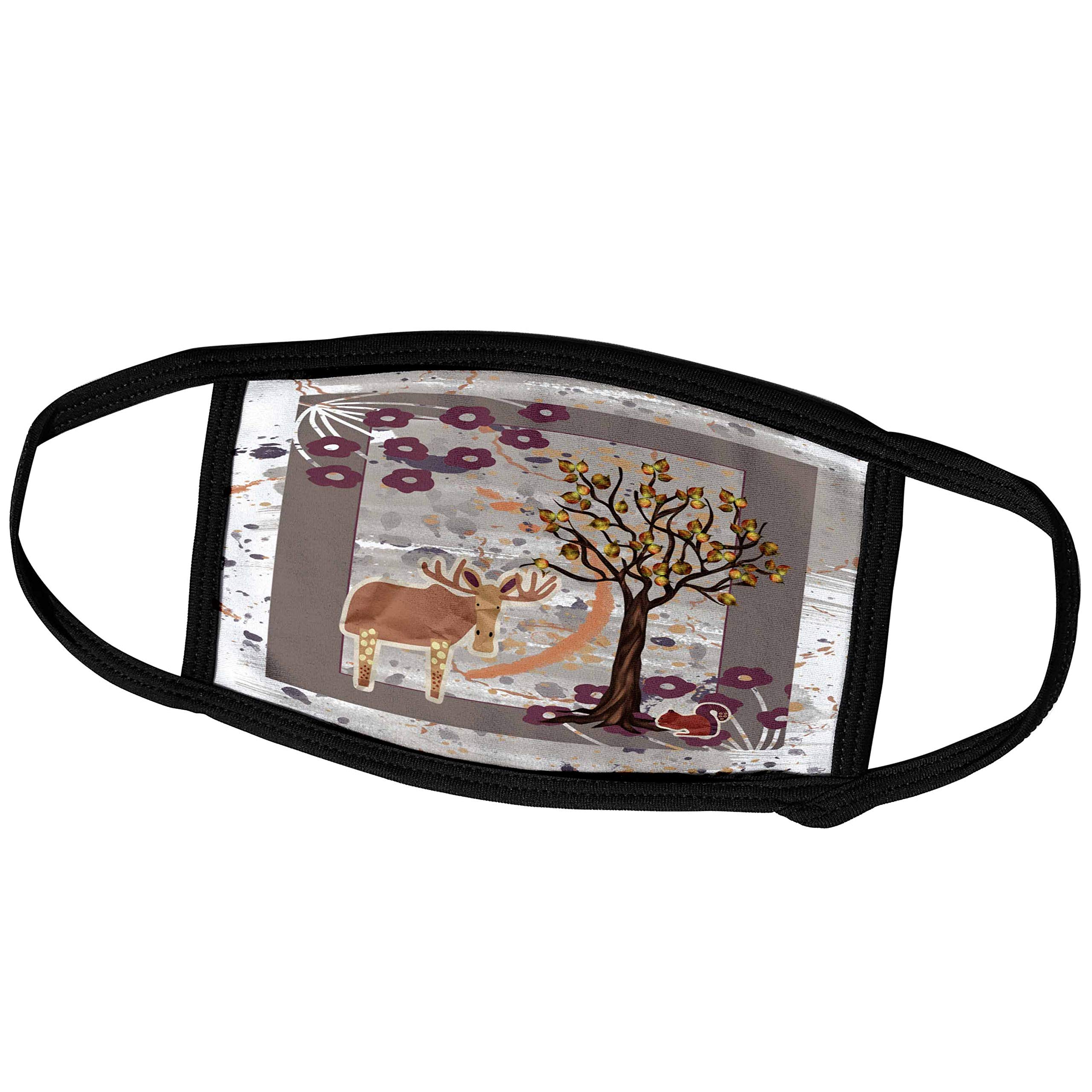 3D Rose Autumn Moose Face Mask - Abstract Animal Design for Outdoor & Travel