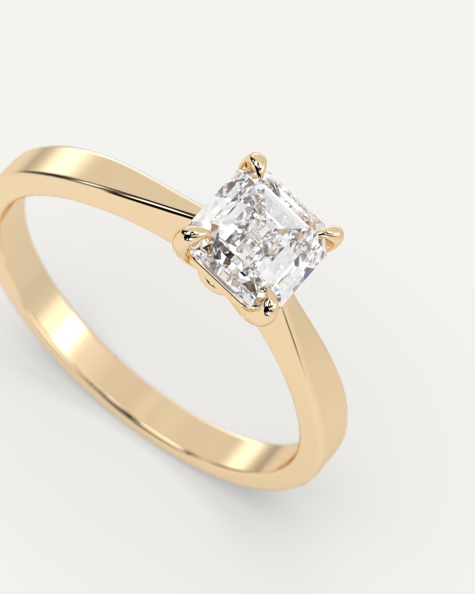 1 Carat Asscher Cut Diamond Ring – Elegant Solitaire Engagement Ring for Women, 14K White Gold, Perfect for Proposals, Anniversaries & Special Occasions