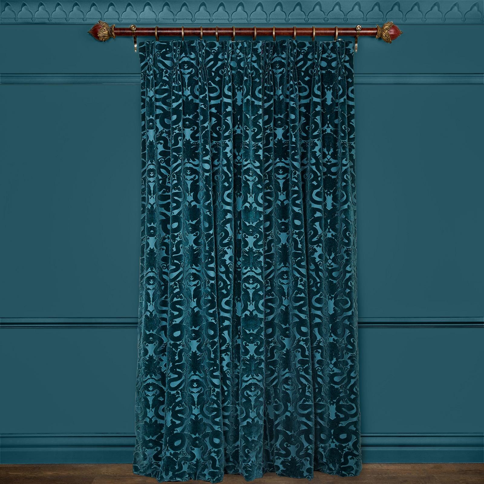 ANACONDA Cut Velvet Fabric - Premium Petrol Green Textile for Upholstery, Drapes & Home Decor | Soft & Luxurious Material for DIY Sewing Projects