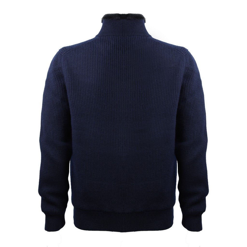 GRAN SASSO Men's Navy Knitted Jacket - Lightweight Comfortable Pullover for Casual Wear & Outdoor Activities