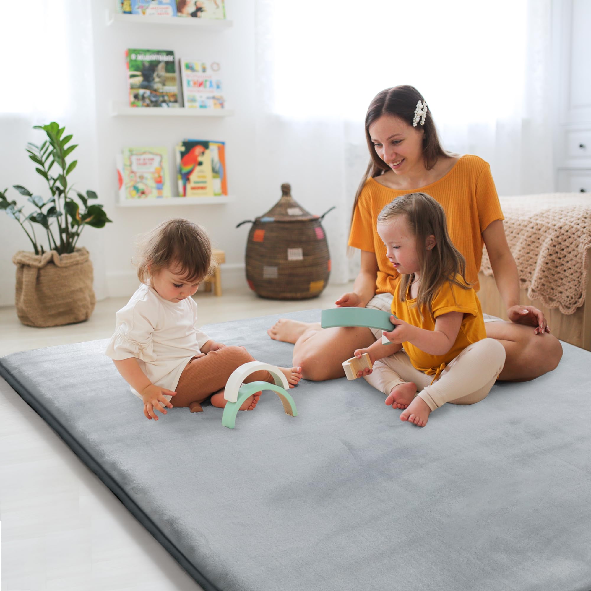 HOMBYS 50x50 Inch Thick Memory Foam Play Mat for Babies - 0.8